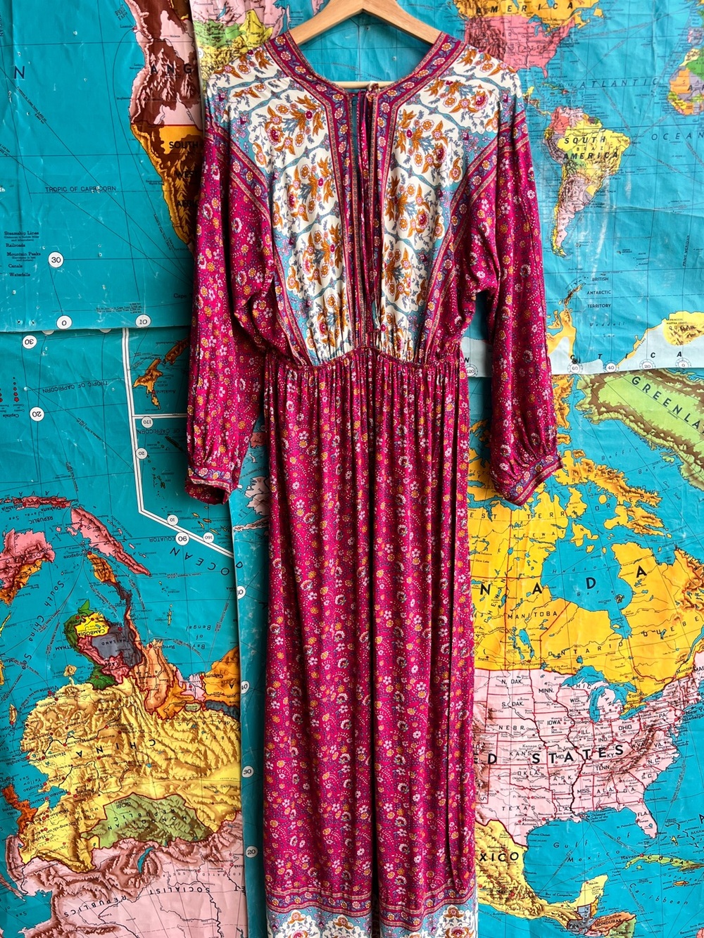 Pink Lily Magenta Boho Floral Maxi Dress - Picture 2 of 7
